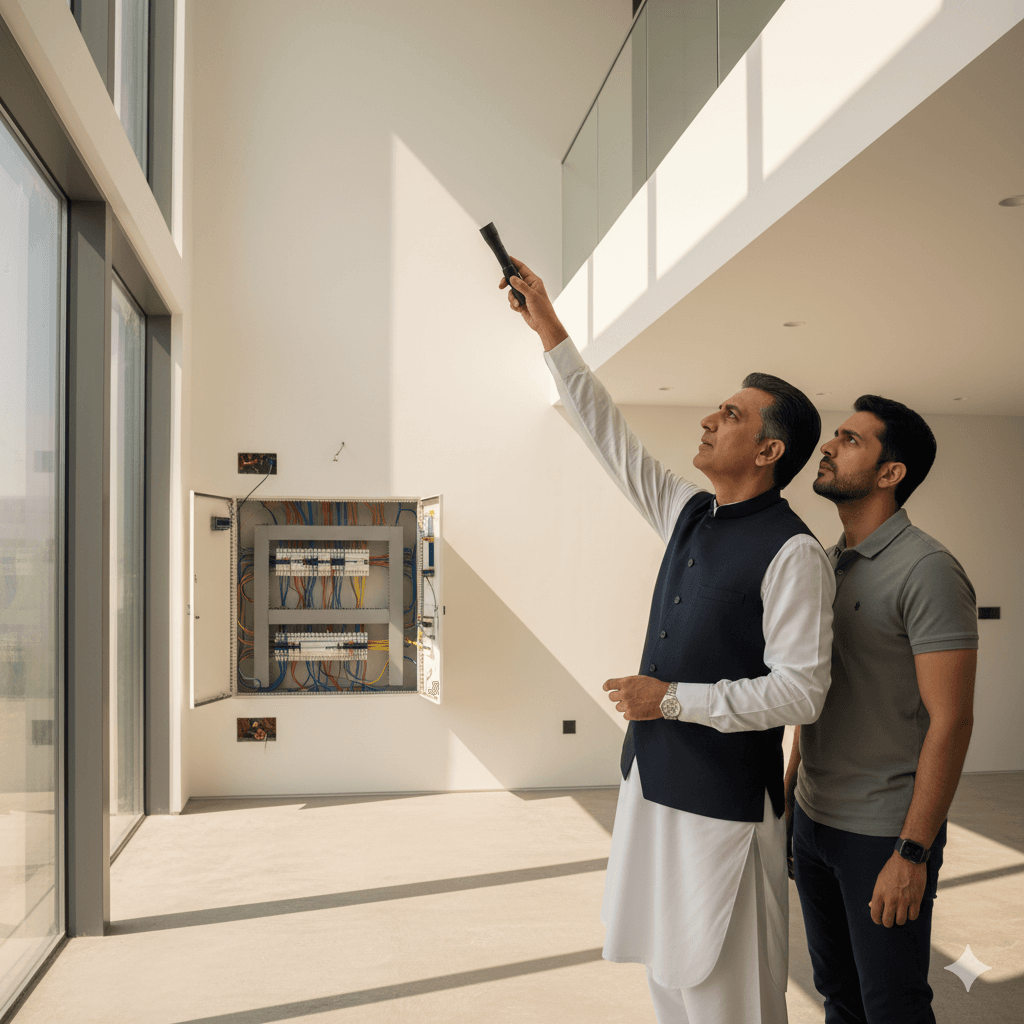 Buyer inspecting a house before purchase in DHA Karachi