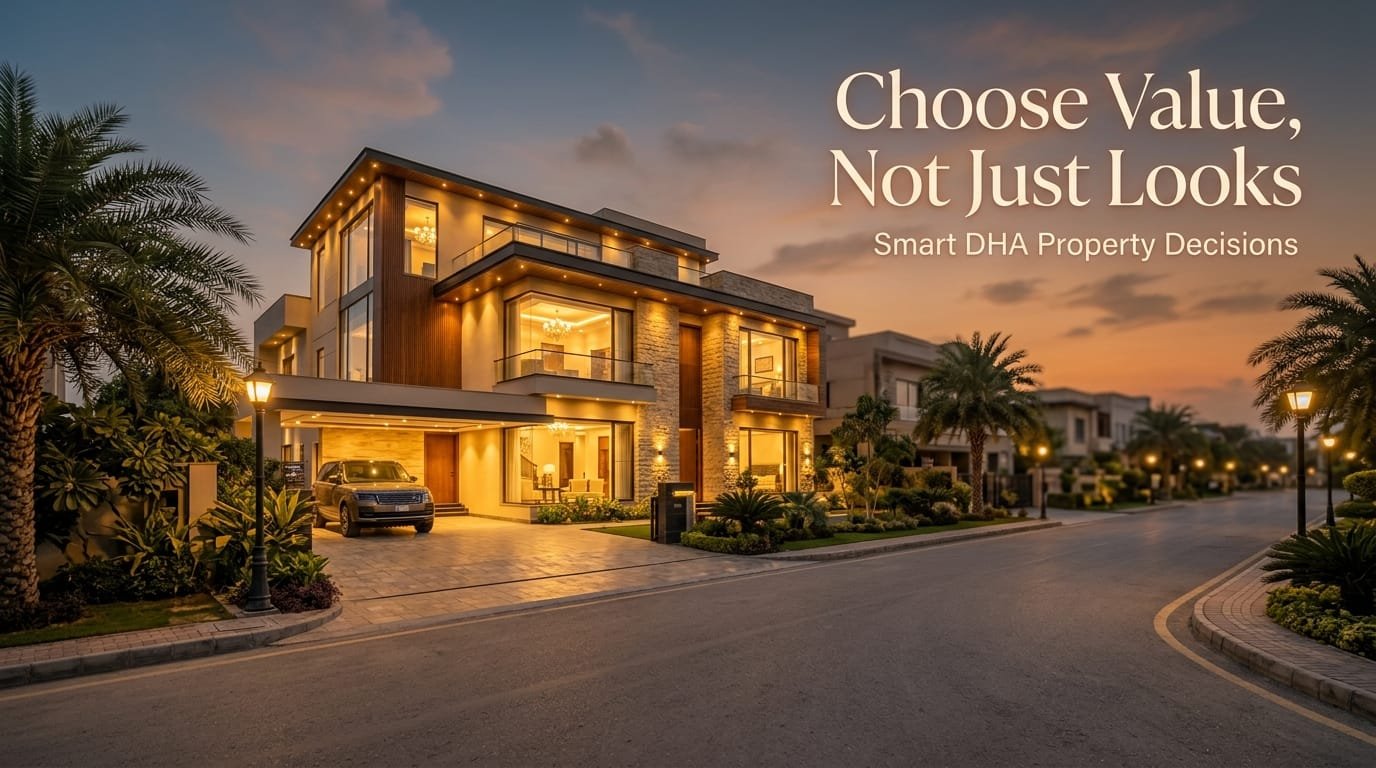 Old and brand new houses in DHA Karachi street comparison